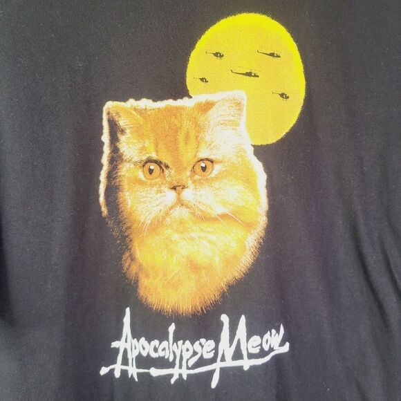 Apocalypse Meow Cotton Black Cat T-Shirt - Picture 3 of 7